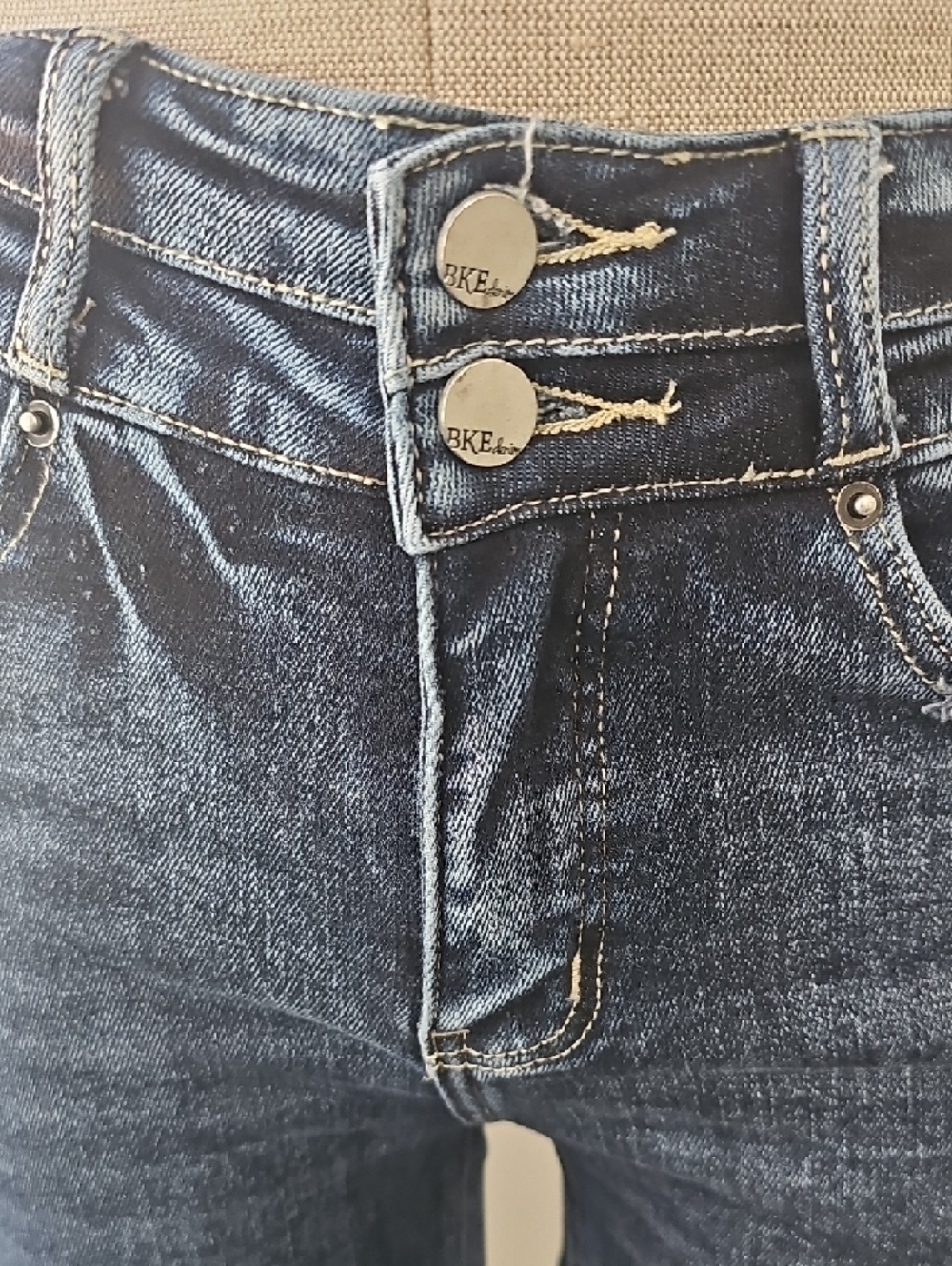 Buckle Distressed Bootcut Jeans - Picture 2 of 9